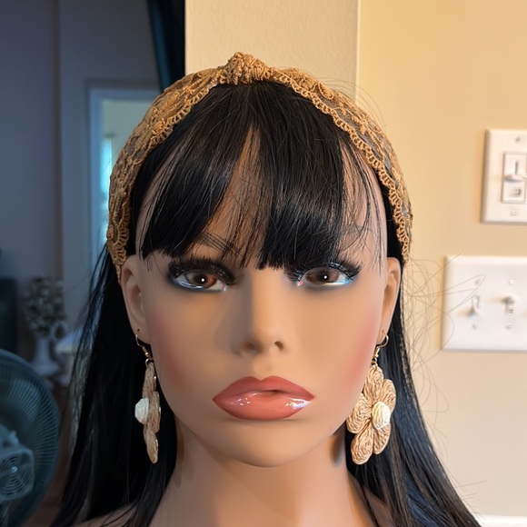 Raffia Flower Earrings - Picture 3 of 3